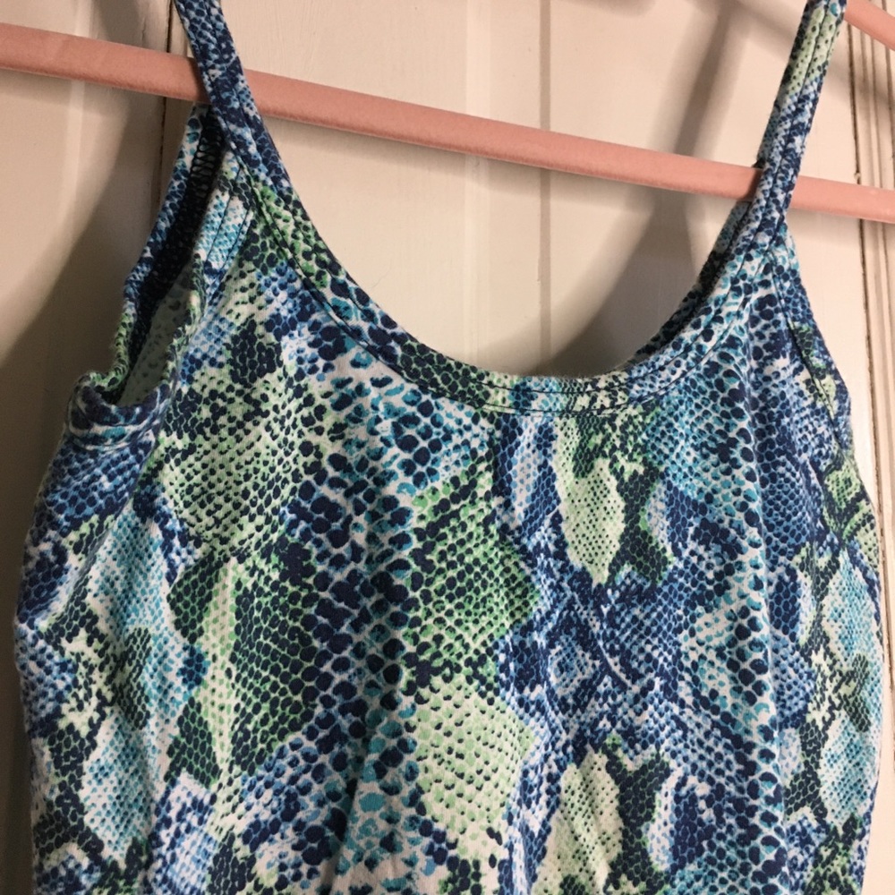 ***SOLD*** OP Green & Blue Snake Print Tank Top